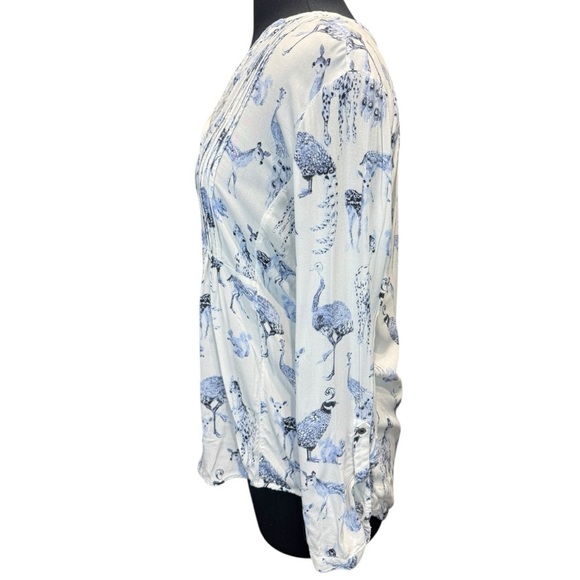 Maeve Anthropologie Fauna Animal Print Button Front Boho Chic Tunic Top Size M - Picture 3 of 9